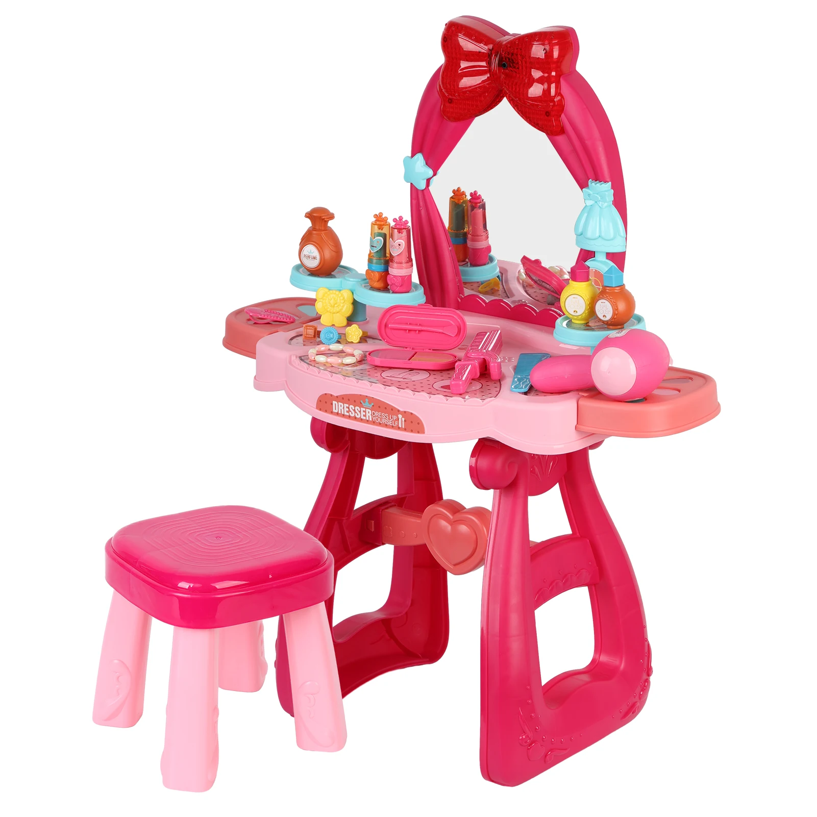 Children's induction music 36pcs kids dressing table toy girl simulation home makeup and makeup jewelry box baby birthday gift