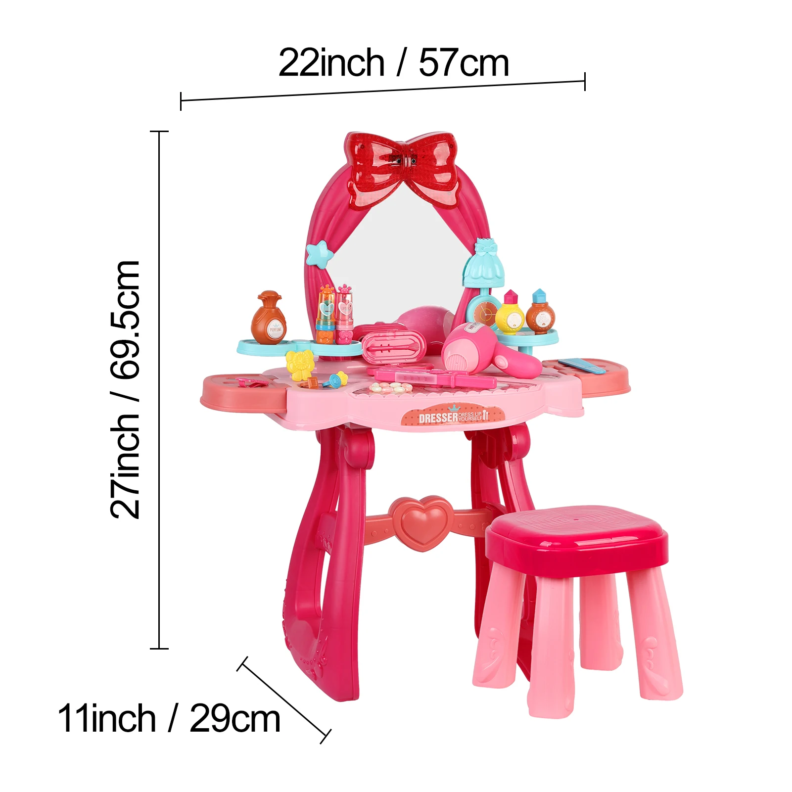 Children's induction music 36pcs kids dressing table toy girl simulation home makeup and makeup jewelry box baby birthday gift