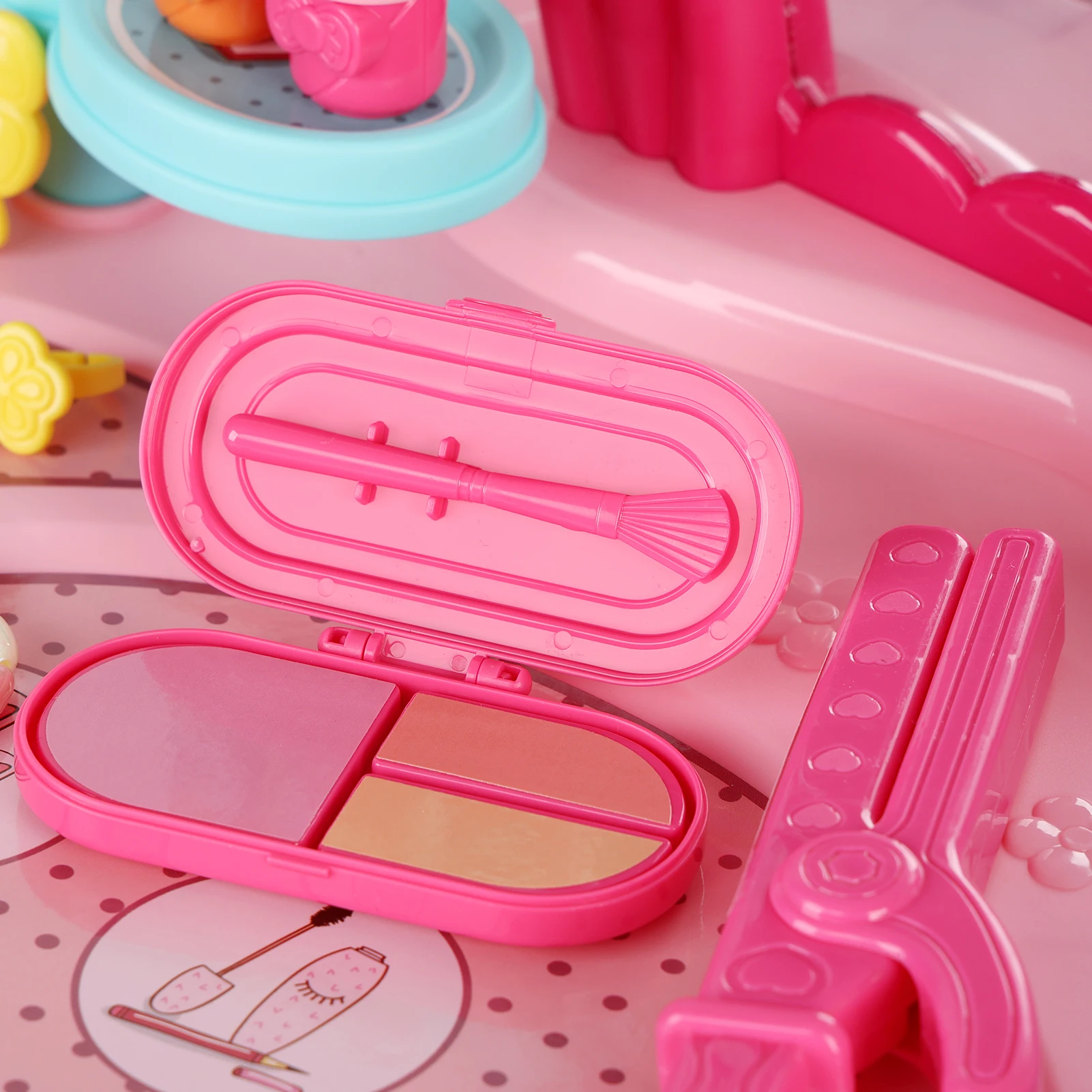 Children's induction music 36pcs kids dressing table toy girl simulation home makeup and makeup jewelry box baby birthday gift