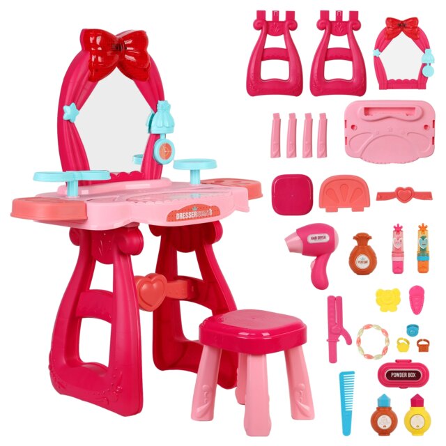Children's induction music 36pcs kids dressing table toy girl simulation home makeup and makeup jewelry box baby birthday gift - Image 2