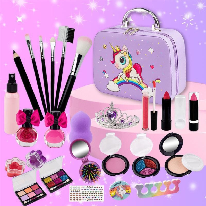 Kid Makeup Kit for Girls Playing Make Up Set Toy for 4 5 6 7 8 9 10 Year-Old Girls Pretend Dress-Up Beauty Set