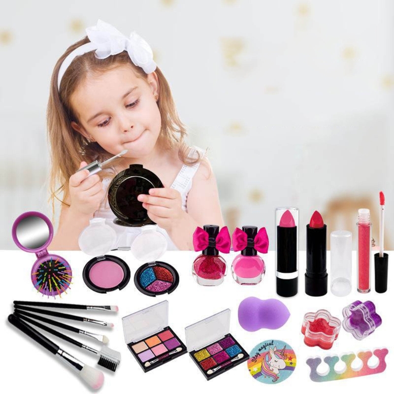 Kid Makeup Kit for Girls Playing Make Up Set Toy for 4 5 6 7 8 9 10 Year-Old Girls Pretend Dress-Up Beauty Set