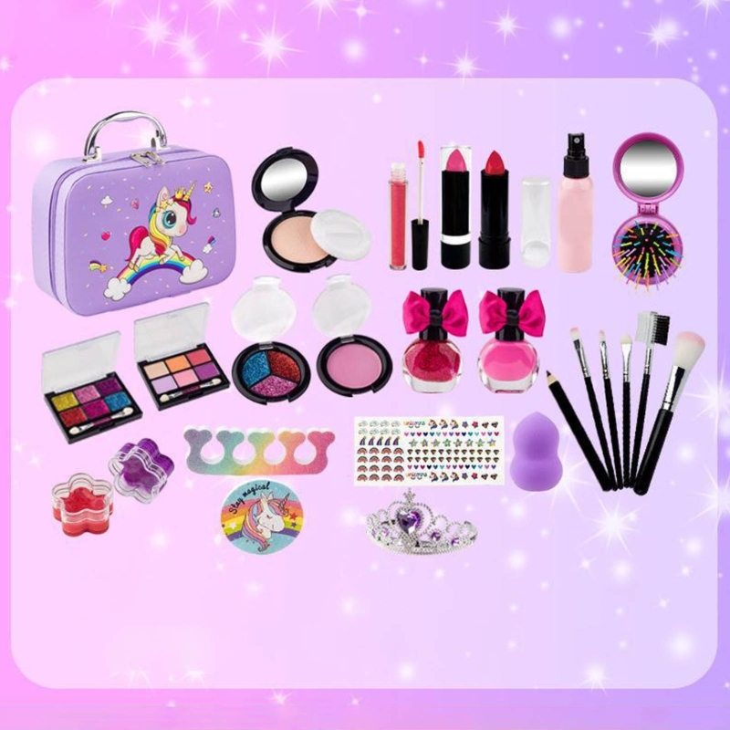 Kid Makeup Kit for Girls Playing Make Up Set Toy for 4 5 6 7 8 9 10 Year-Old Girls Pretend Dress-Up Beauty Set