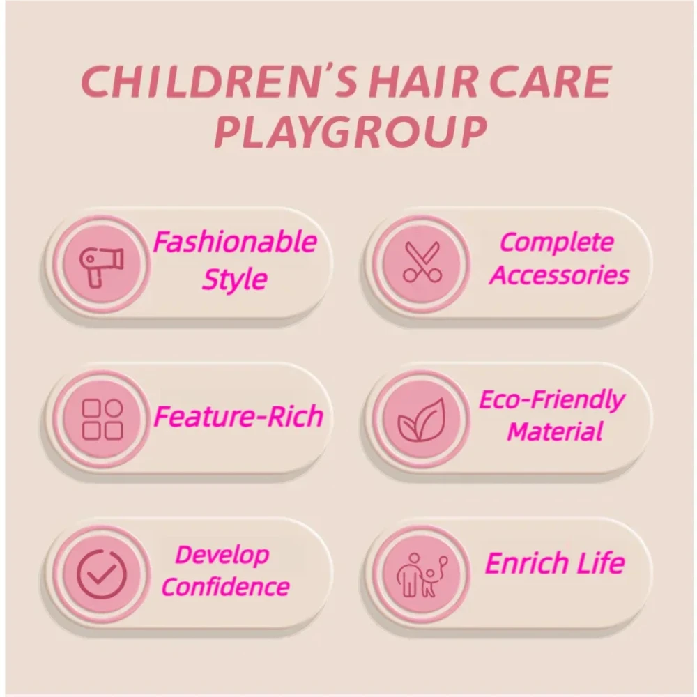 WizKidz Children's Hairdressing Pretend Play Toy Set Little Girl Hair Dryer Scissors Shampoo Hair Salon Simulation Toy Set Gift