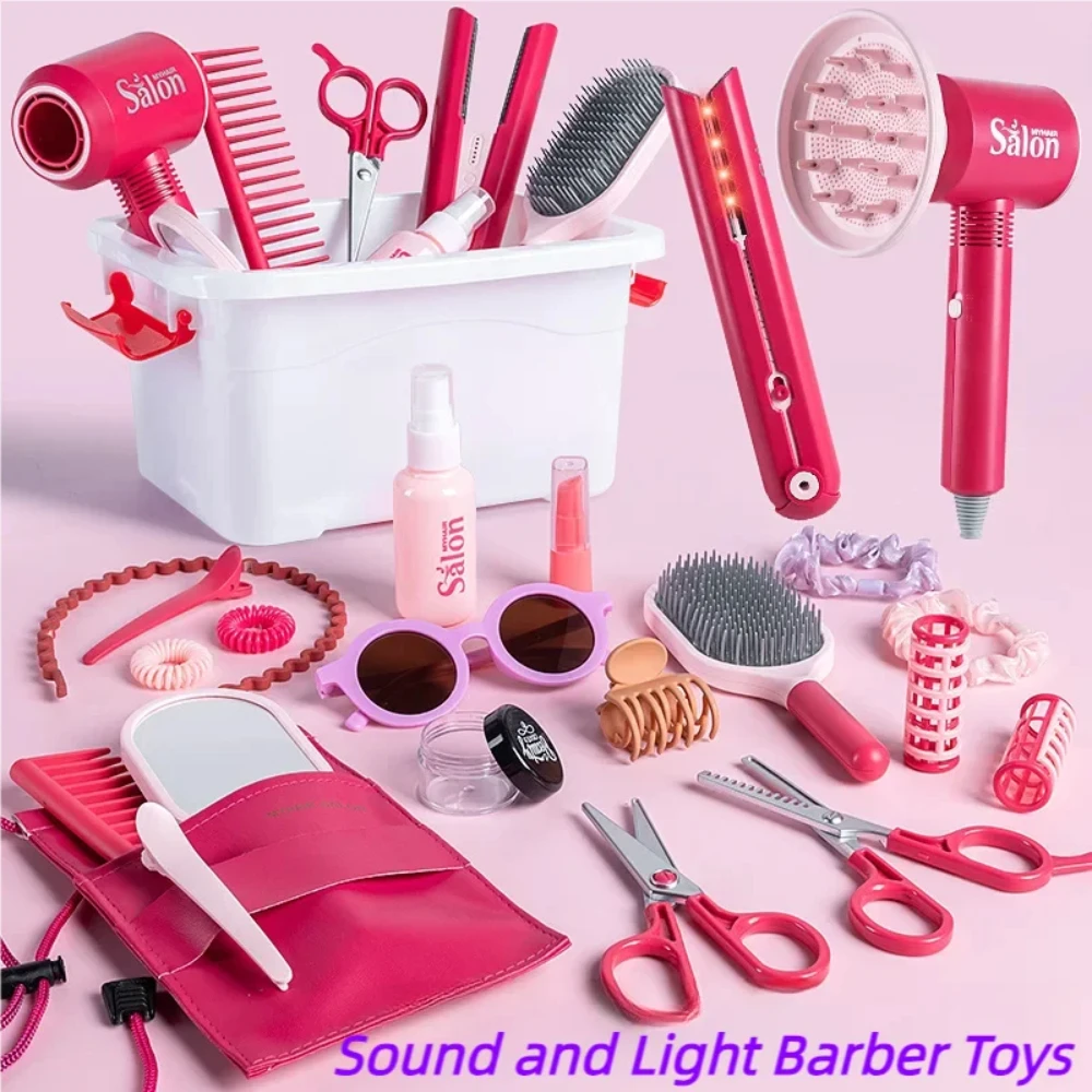 WizKidz Children's Hairdressing Pretend Play Toy Set Little Girl Hair Dryer Scissors Shampoo Hair Salon Simulation Toy Set Gift