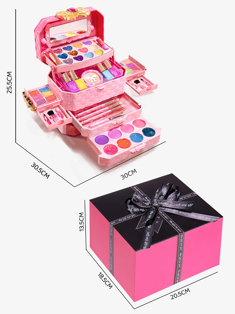 Girls Makeup Kit Baby Cosmetics Bag With Nail Polish Lipstick Non-toxic Games Pretend Play 6 Years Fashion Beauty Children Toy