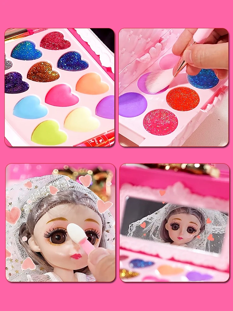 Girls Makeup Kit Baby Cosmetics Bag With Nail Polish Lipstick Non-toxic Games Pretend Play 6 Years Fashion Beauty Children Toy