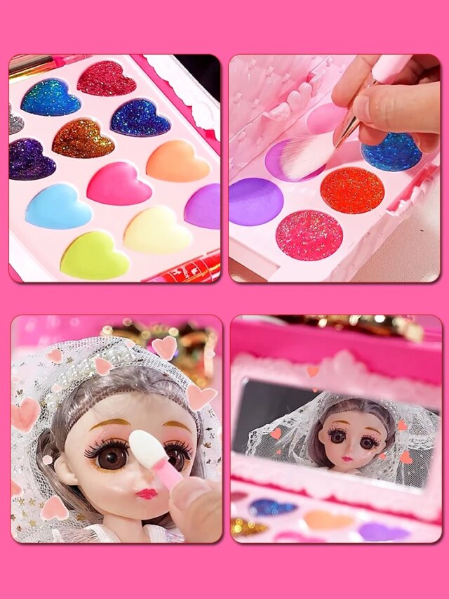 Girls Makeup Kit Baby Cosmetics Bag With Nail Polish Lipstick Non-toxic Games Pretend Play 6 Years Fashion Beauty Children Toy - Image 2