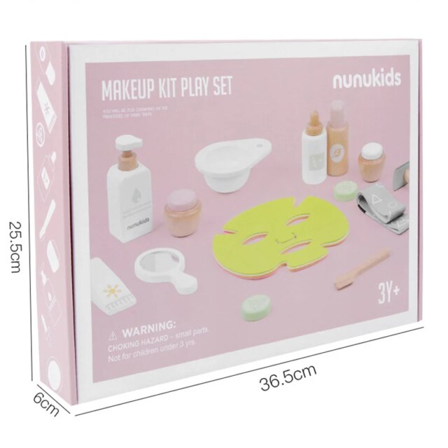 Children's Wooden Simulation Little Ggirl Makeup Kit Mask Care Role-playing Game Toys Beautiful and Fashion Baby Cosmetics Set - Image 6