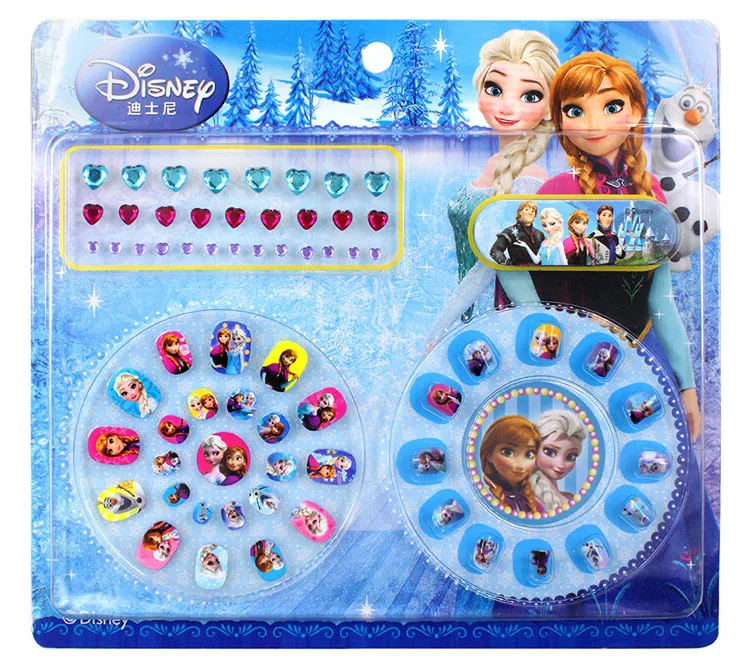 Disney Genuine Child Makeup Toy Nail Sticker Toy Diamond Mini Nail Sticker Frozen Sophia Manicure Paste