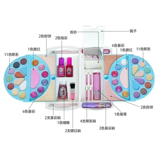 Disney girls Princess frozen elsa anna real suitcase  case Makeup set with original box  Cartoon  Beauty Fashion Pretend Toys - Image 3