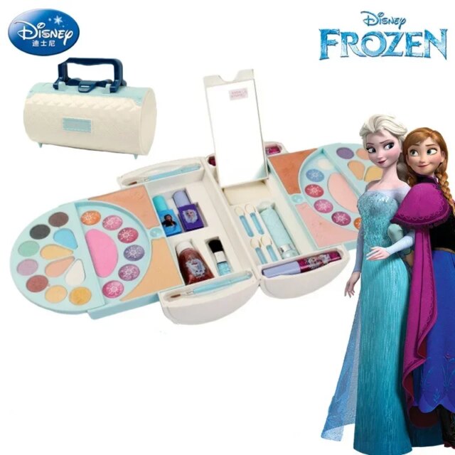 Disney girls Princess frozen elsa anna real suitcase  case Makeup set with original box  Cartoon  Beauty Fashion Pretend Toys