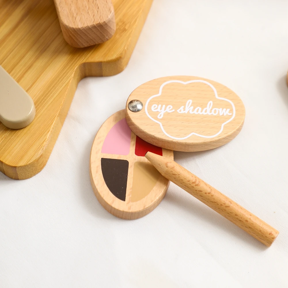 Wooden Children's Simulation Makeup Set Girls Role Play Hair Comb Brush Mirror Mascara Gifts Toy Girl Montessori Makeup Toy