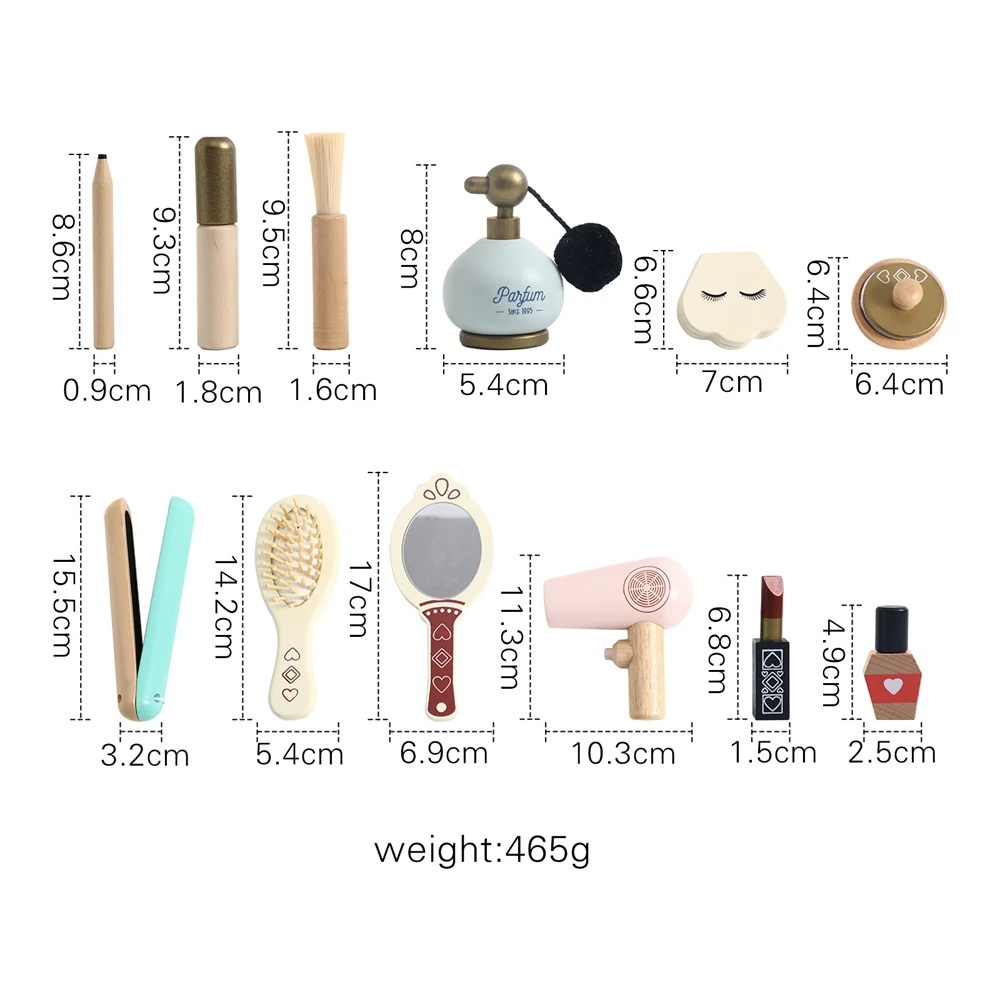 Wooden Children's Simulation Makeup Set Girls Role Play Hair Comb Brush Mirror Mascara Gifts Toy Girl Montessori Makeup Toy