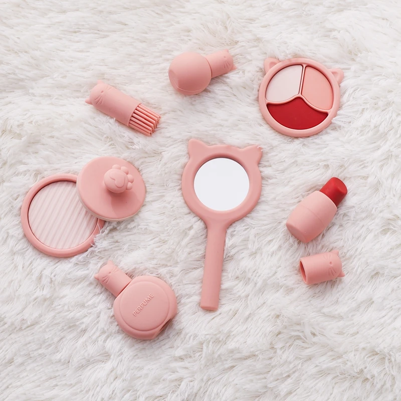 Kids Beauty Montessori Toys Girls Pretend Makeup Toy BPA Free Silicone Simulation Lipstick Eye Shadow Toy Girl Cosplay Game Gift