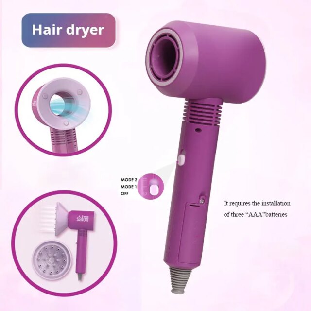 Kids Hair Beauty Makeup Set Girl Simulation Hair Dryer Fashion Styling Tool Pretend Play Children Toys House Gift - Image 6