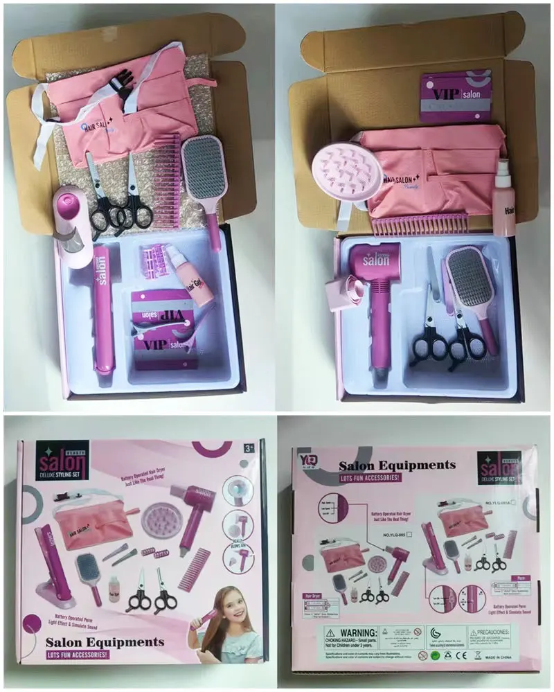 Kids Hair Beauty Makeup Set Girl Simulation Hair Dryer Fashion Styling Tool Pretend Play Children Toys House Gift