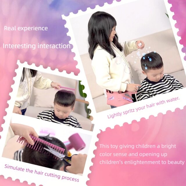 Kids Hair Beauty Makeup Set Girl Simulation Hair Dryer Fashion Styling Tool Pretend Play Children Toys House Gift - Image 3