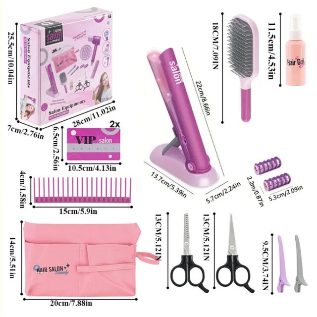 Kids Hair Beauty Makeup Set Girl Simulation Hair Dryer Fashion Styling Tool Pretend Play Children Toys House Gift - Image 2