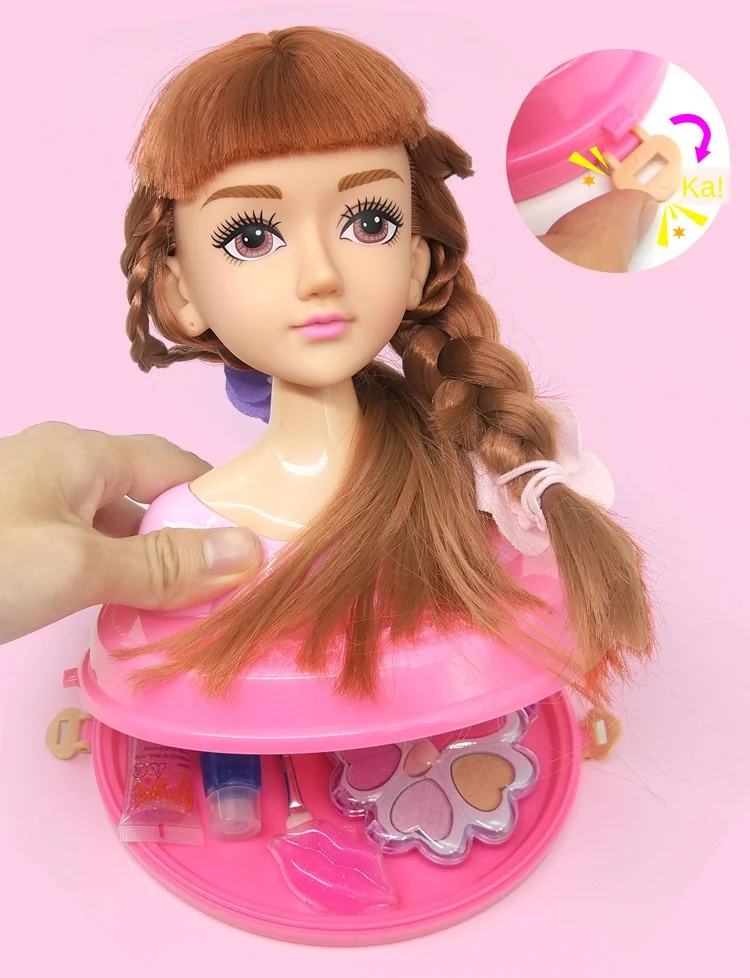 Fashion Stylist Kids Makeup Beauty Toys For Children Half Body Hairstyle Doll Long Hair Head Pretend Play Toys Girls Xmas Gift