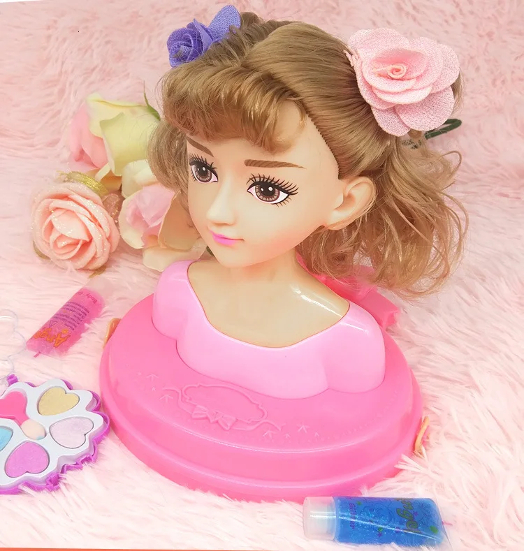 Fashion Stylist Kids Makeup Beauty Toys For Children Half Body Hairstyle Doll Long Hair Head Pretend Play Toys Girls Xmas Gift