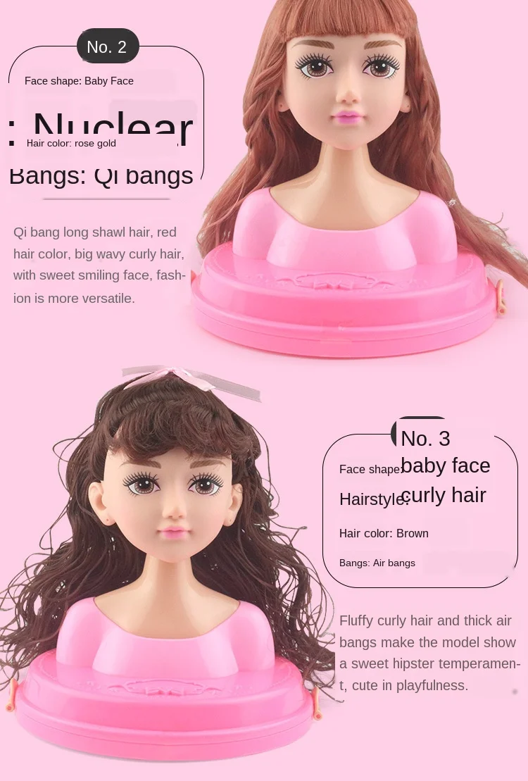 Fashion Stylist Kids Makeup Beauty Toys For Children Half Body Hairstyle Doll Long Hair Head Pretend Play Toys Girls Xmas Gift