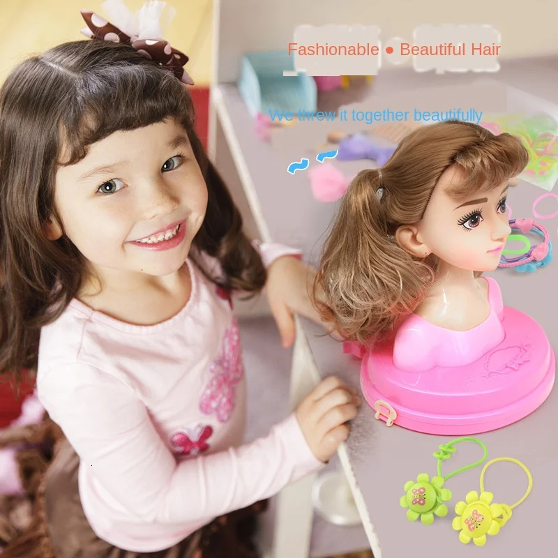 Fashion Stylist Kids Makeup Beauty Toys For Children Half Body Hairstyle Doll Long Hair Head Pretend Play Toys Girls Xmas Gift