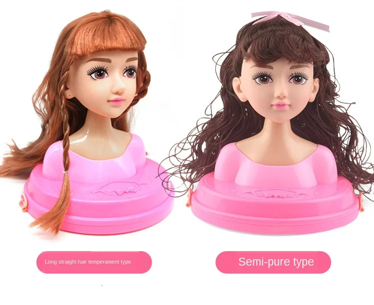 Fashion Stylist Kids Makeup Beauty Toys For Children Half Body Hairstyle Doll Long Hair Head Pretend Play Toys Girls Xmas Gift