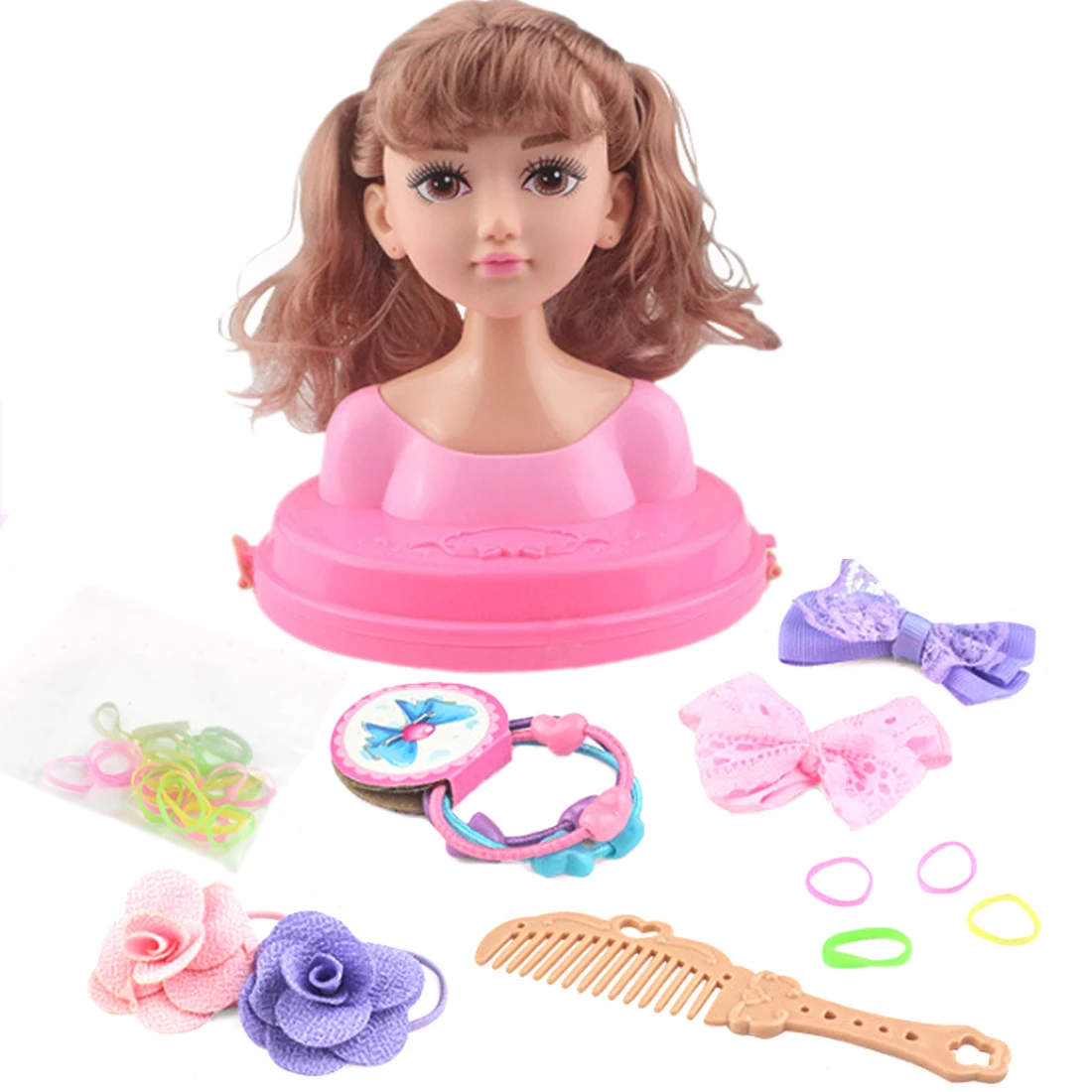 Funny Children Head Model Half Body Doll Toy Simulation Barber Makeup artist Makeup Hairstyle Beauty toy kids Girls Gift