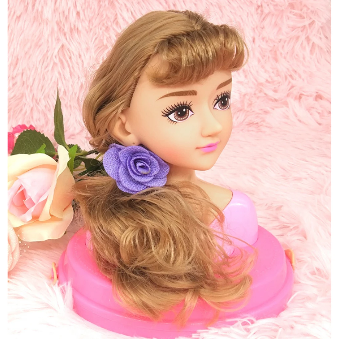 Funny Children Head Model Half Body Doll Toy Simulation Barber Makeup artist Makeup Hairstyle Beauty toy kids Girls Gift