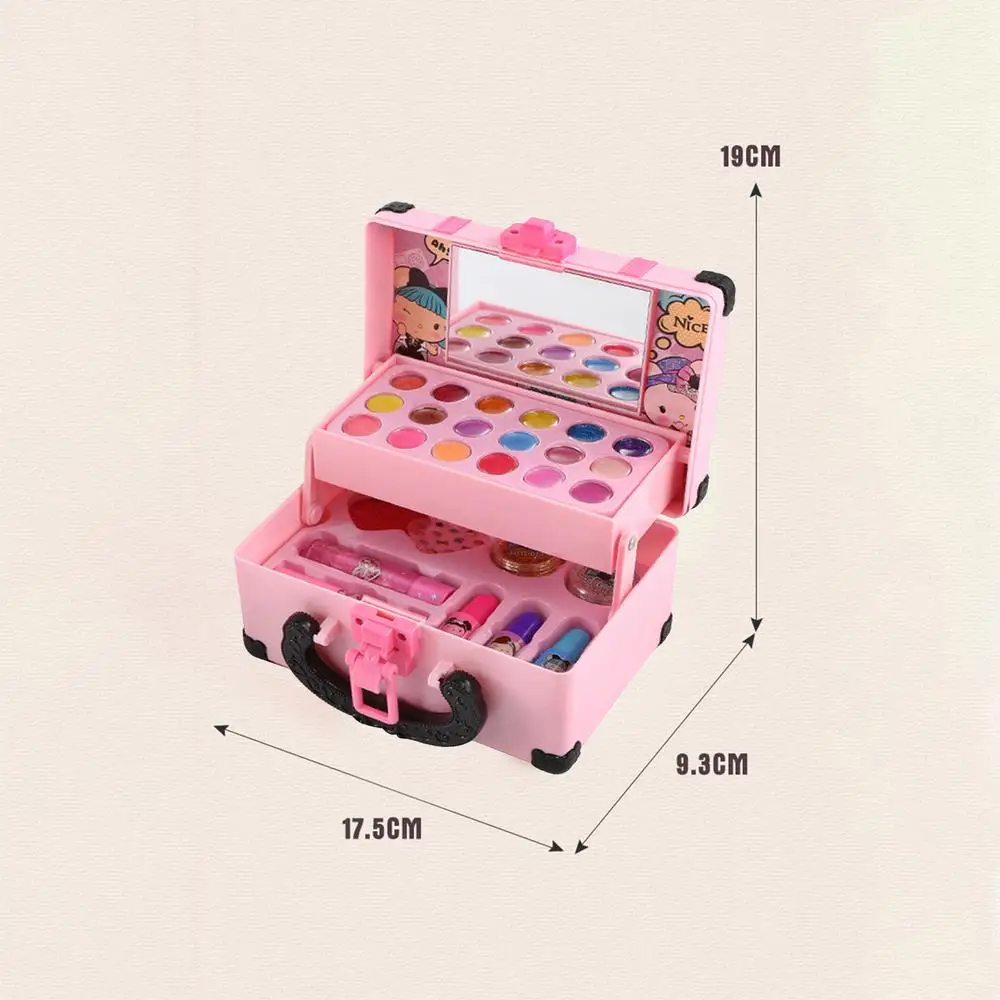 Kids Makeup Cosmetics Playing Box Princess Makeup Girl Toy Play Set Lipstick Eye Shadow Safety Nontoxic Kids Toys for Girls