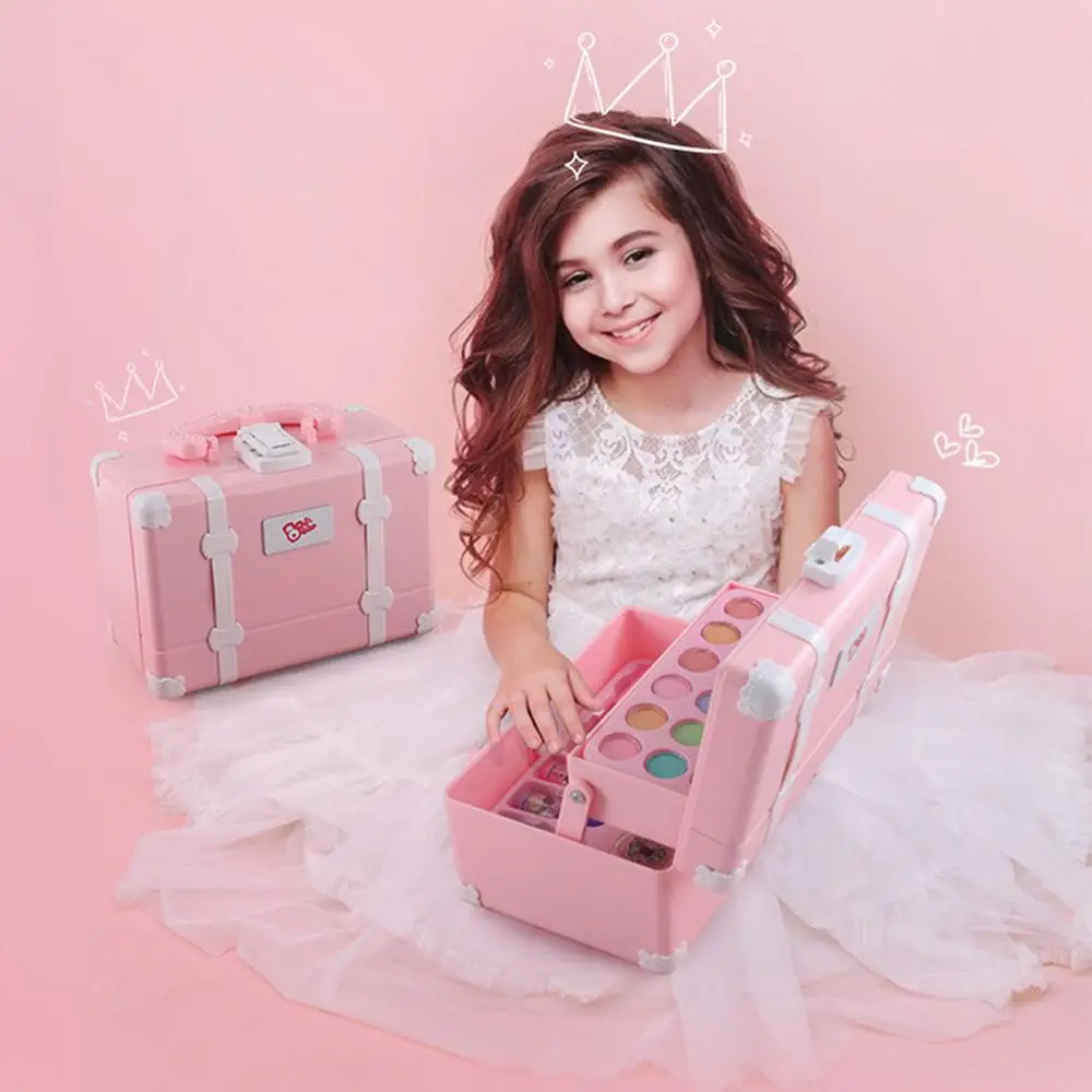 Kids Makeup Cosmetics Playing Box Princess Makeup Girl Toy Play Set Lipstick Eye Shadow Safety Nontoxic Kids Toys for Girls