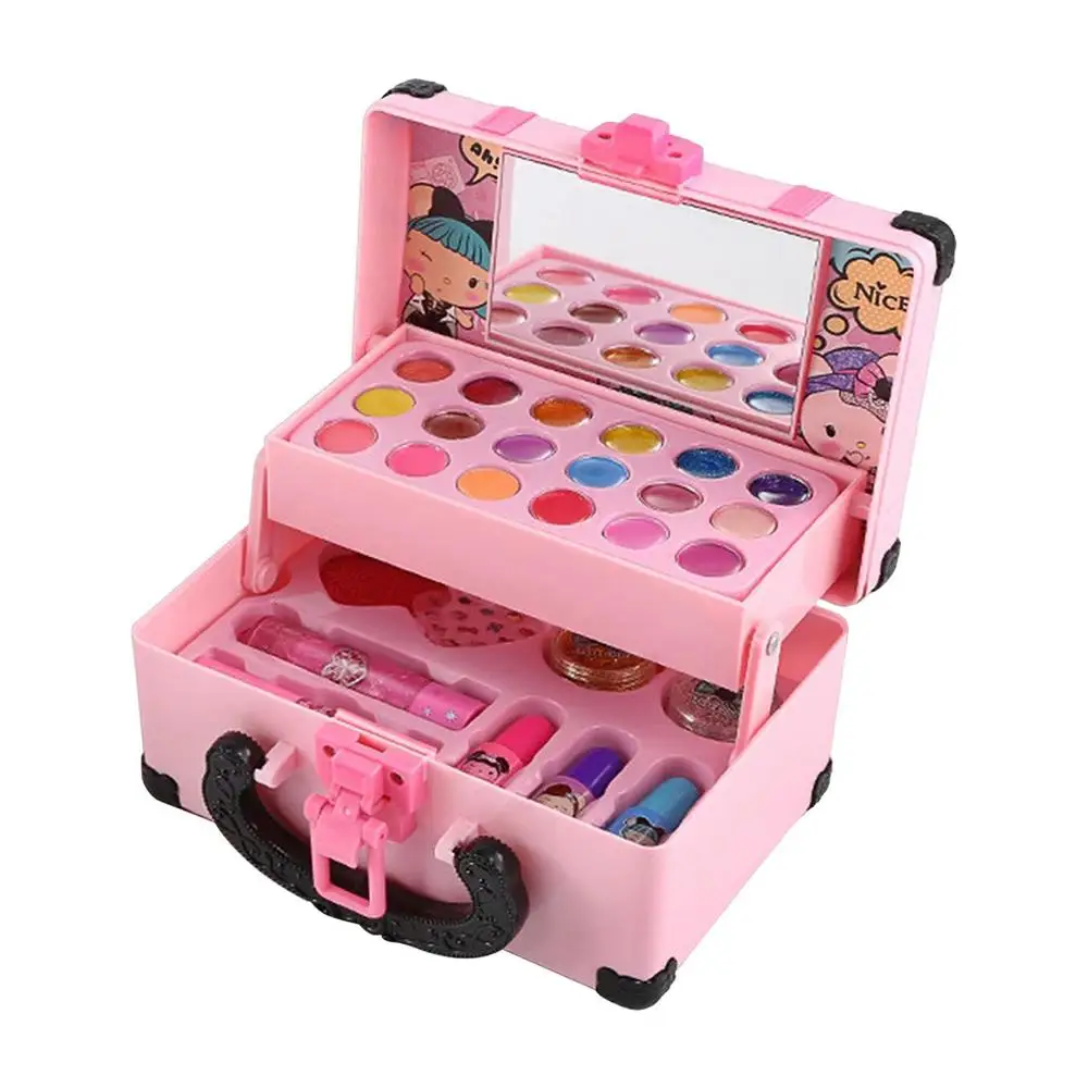 Kids Makeup Cosmetics Playing Box Princess Makeup Girl Toy Play Set Lipstick Eye Shadow Safety Nontoxic Kids Toys for Girls