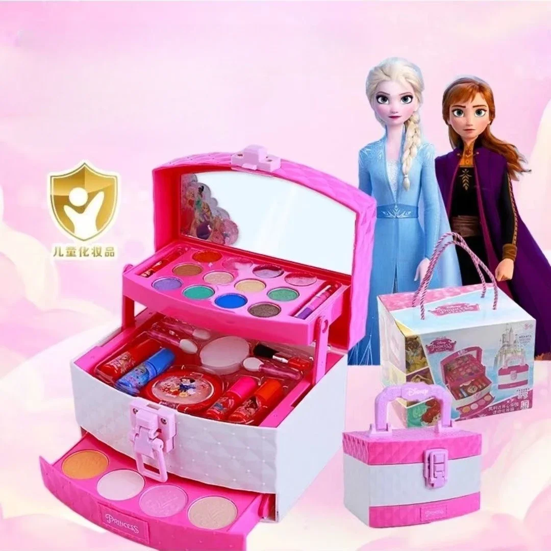 New Disney girls frozen 2 elsa anna princess Makeup suitcase Toys set Cosmetic case snow White Makeup Box Set  kids Toy Gift