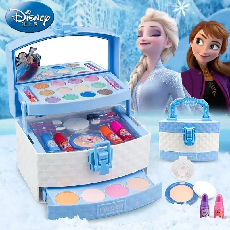 New Disney girls frozen 2 elsa anna princess Makeup suitcase Toys set Cosmetic case snow White Makeup Box Set  kids Toy Gift