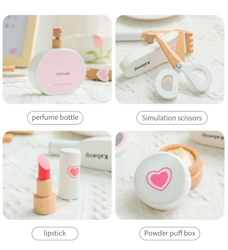 Toys for Girl Games Wooden Simulation Children's Makeup Kit Baby Cosmetics Set Kids Wood Lipstick Stuff Beauty and Fashion Toys