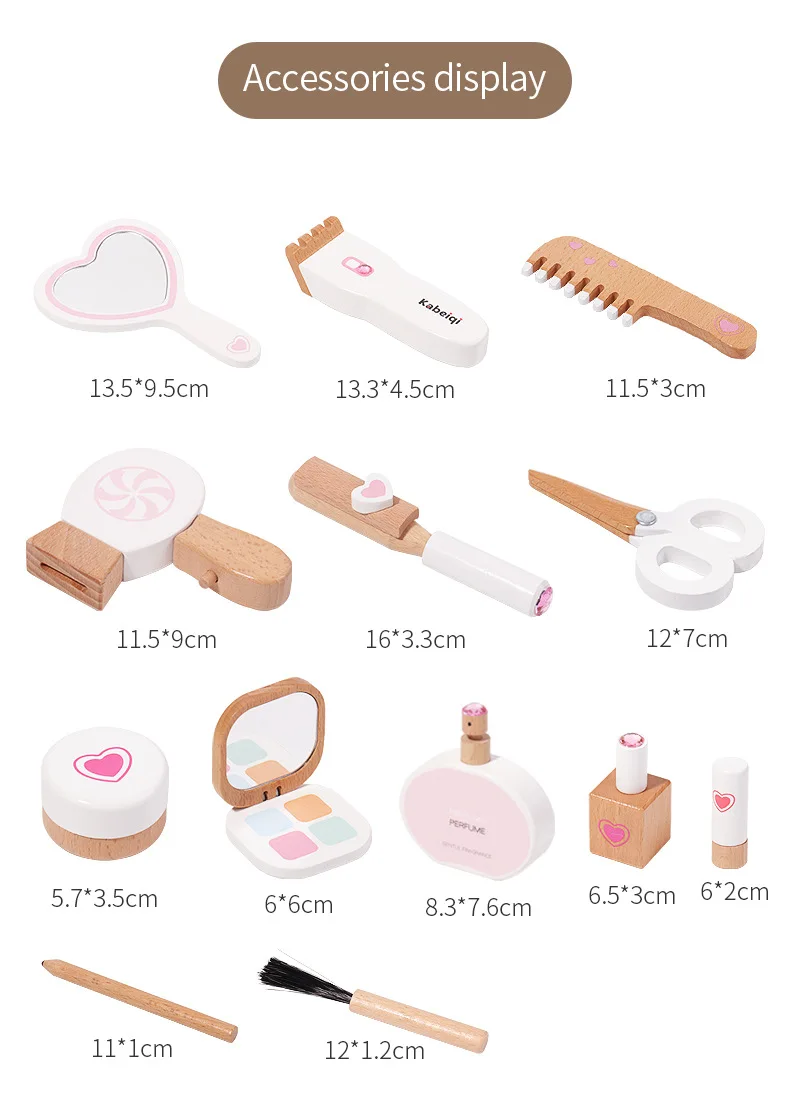 Toys for Girl Games Wooden Simulation Children's Makeup Kit Baby Cosmetics Set Kids Wood Lipstick Stuff Beauty and Fashion Toys