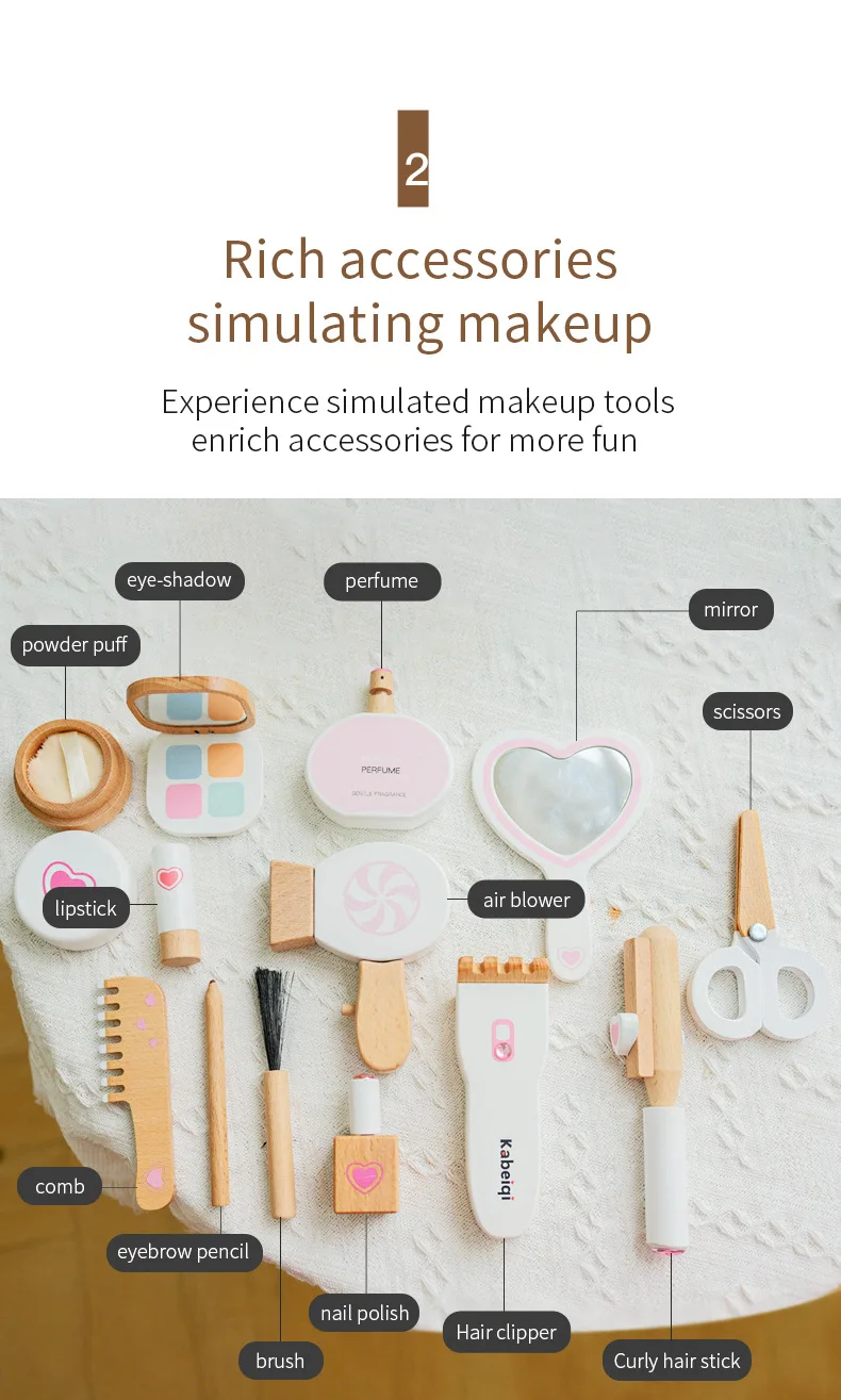 Toys for Girl Games Wooden Simulation Children's Makeup Kit Baby Cosmetics Set Kids Wood Lipstick Stuff Beauty and Fashion Toys