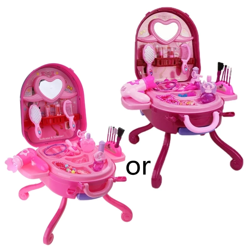 Girls Toy Princess Makeup Vanity for Kids Toddler Dress-up Table Toy for 3 4 5 6 Years Old Girls Kids Role Playset