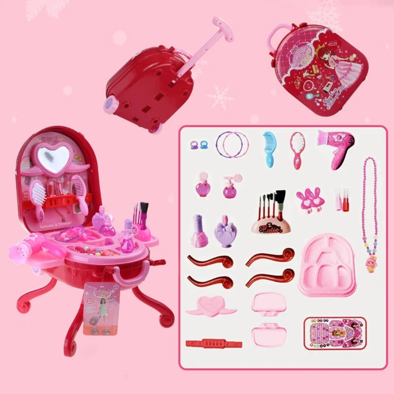 Girls Toy Princess Makeup Vanity for Kids Toddler Dress-up Table Toy for 3 4 5 6 Years Old Girls Kids Role Playset