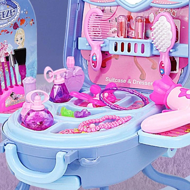 Girls Toy Princess Makeup Vanity for Kids Toddler Dress-up Table Toy for 3 4 5 6 Years Old Girls Kids Role Playset