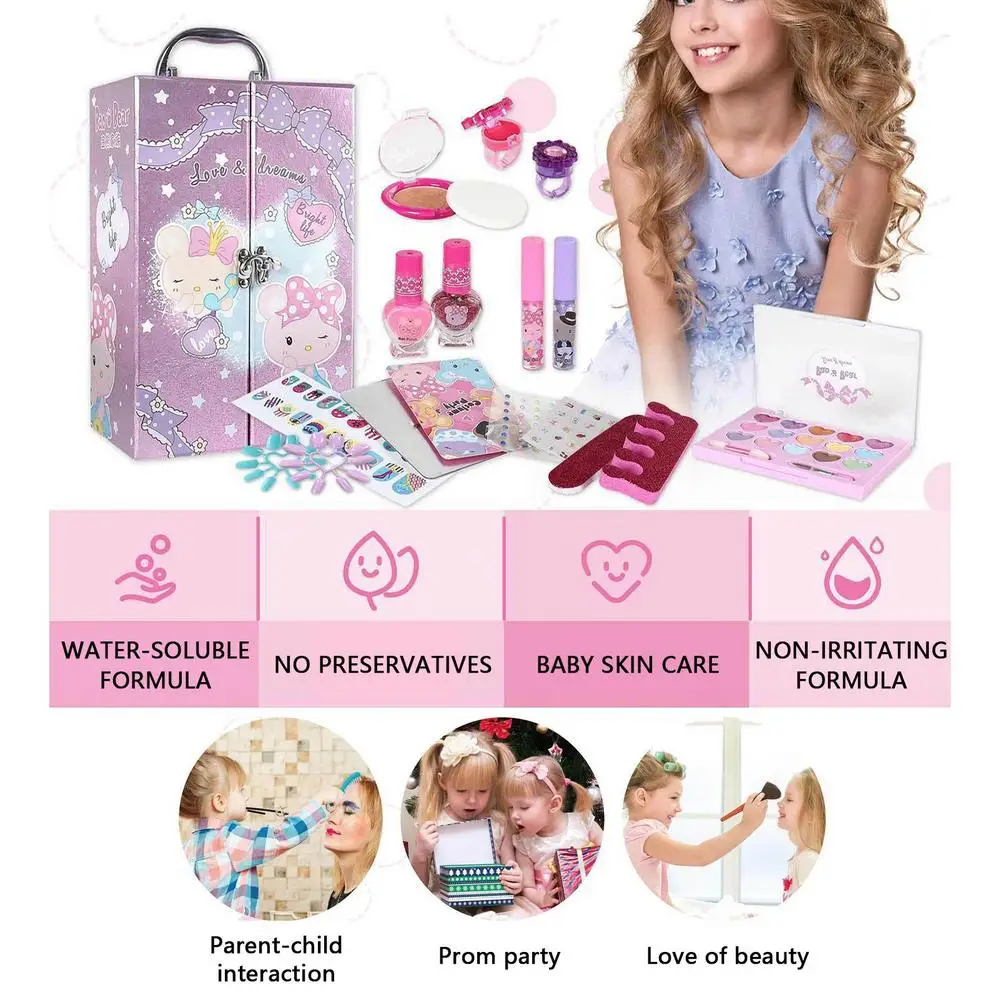 Pretend Play Fashion Kids Cosmetics Makeup Set Safe Washable Kids Princess Beauty For Girl Baby Toys Makeup Kit For Girl