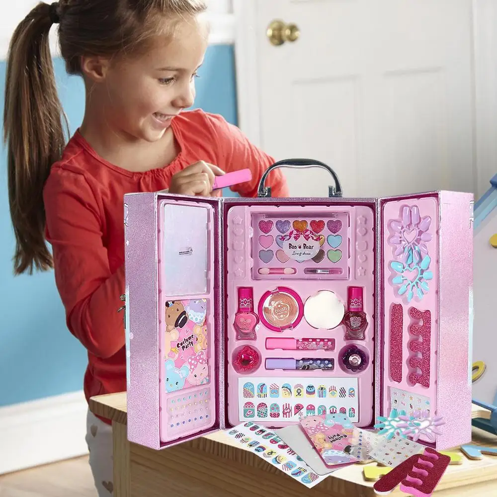 Pretend Play Fashion Kids Cosmetics Makeup Set Safe Washable Kids Princess Beauty For Girl Baby Toys Makeup Kit For Girl