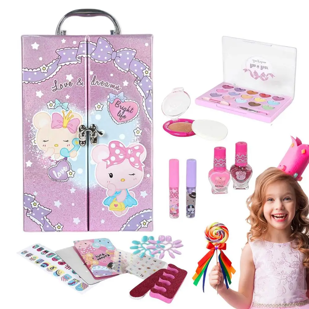 Pretend Play Fashion Kids Cosmetics Makeup Set Safe Washable Kids Princess Beauty For Girl Baby Toys Makeup Kit For Girl