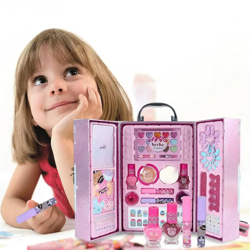 Pretend Play Fashion Kids Cosmetics Makeup Set Safe Washable Kids Princess Beauty For Girl Baby Toys Makeup Kit For Girl