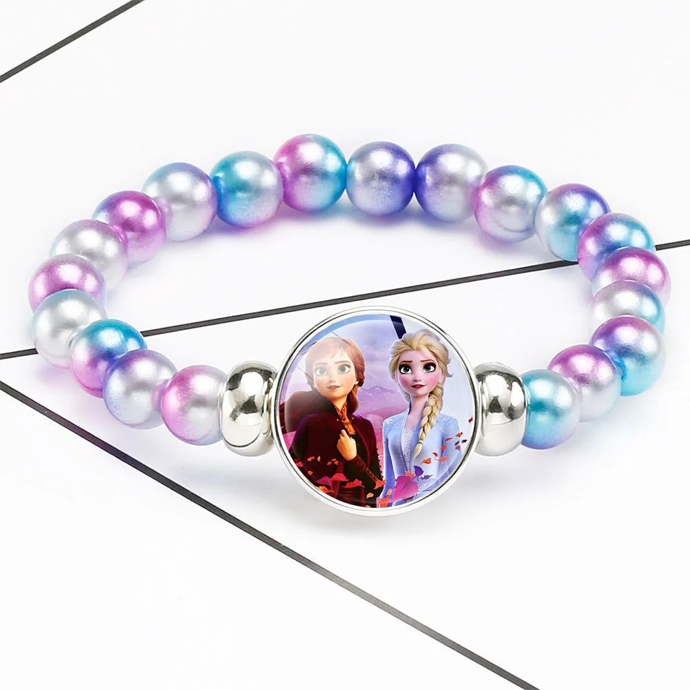 Disney frozen Elsa Anna Princess Bracelets Fashion Rainbow Cute Girl Makeup Toys Children Kids Cartoon Bracelet gift