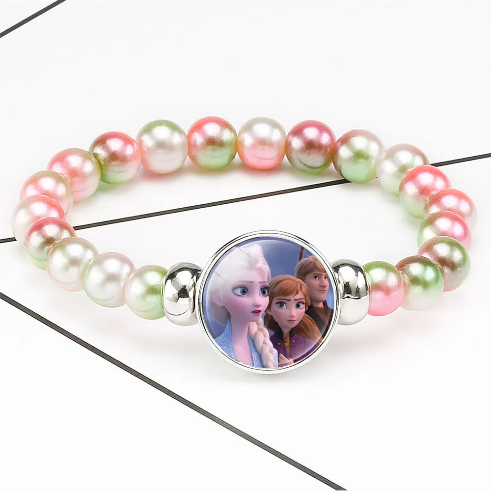 Disney frozen Elsa Anna Princess Bracelets Fashion Rainbow Cute Girl Makeup Toys Children Kids Cartoon Bracelet gift