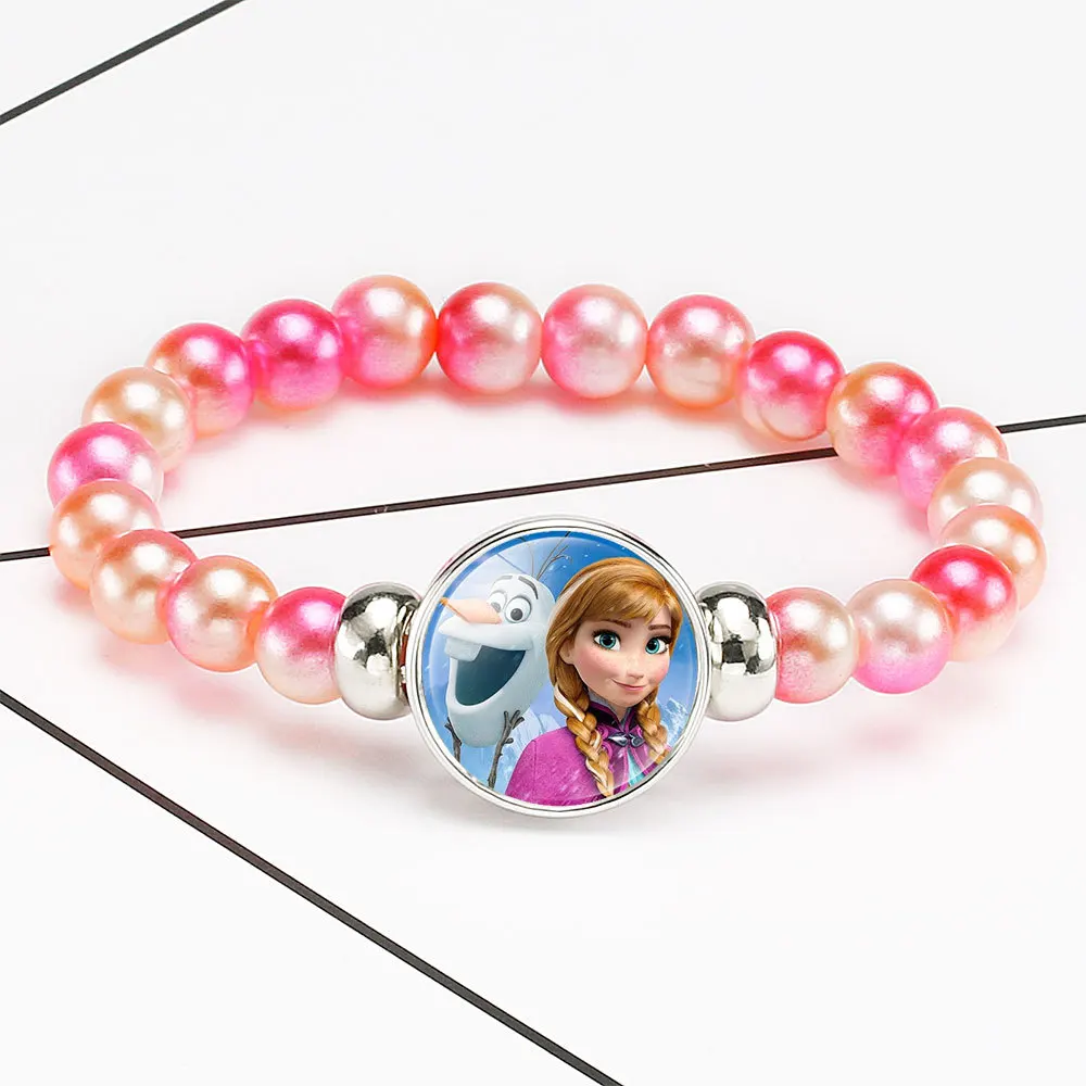 Disney frozen Elsa Anna Princess Bracelets Fashion Rainbow Cute Girl Makeup Toys Children Kids Cartoon Bracelet gift