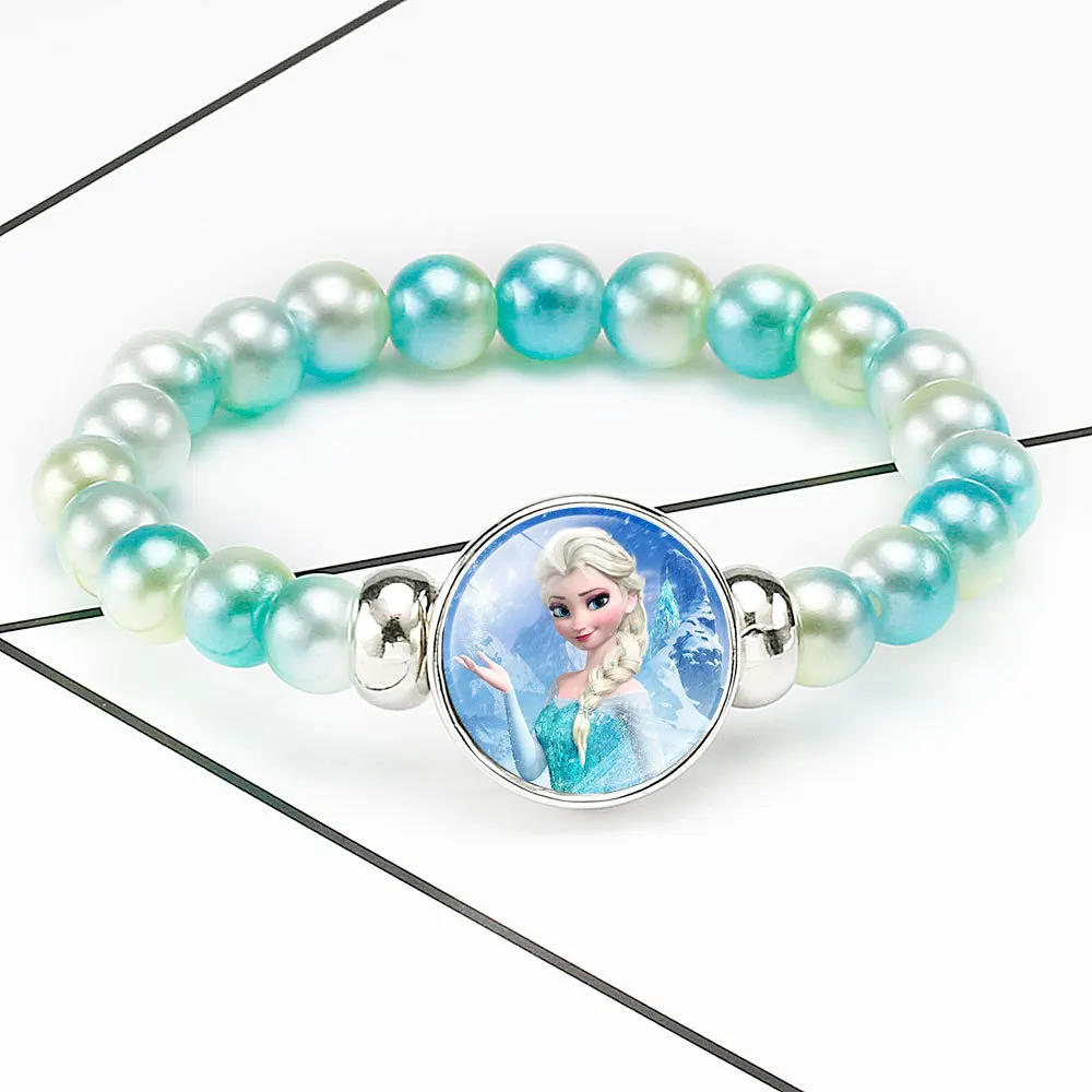 Disney frozen Elsa Anna Princess Bracelets Fashion Rainbow Cute Girl Makeup Toys Children Kids Cartoon Bracelet gift