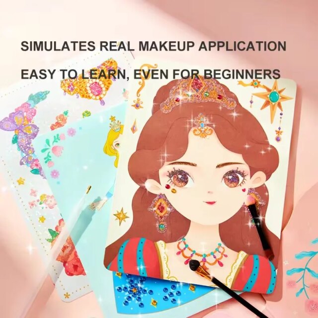 Mideer 3 In 1 Dress Up Game Set DIY Princess Fantasy Makeup Toys Drawing Outfit Changing Diamond Sticking For Kids Girls 3Y+ - Image 5
